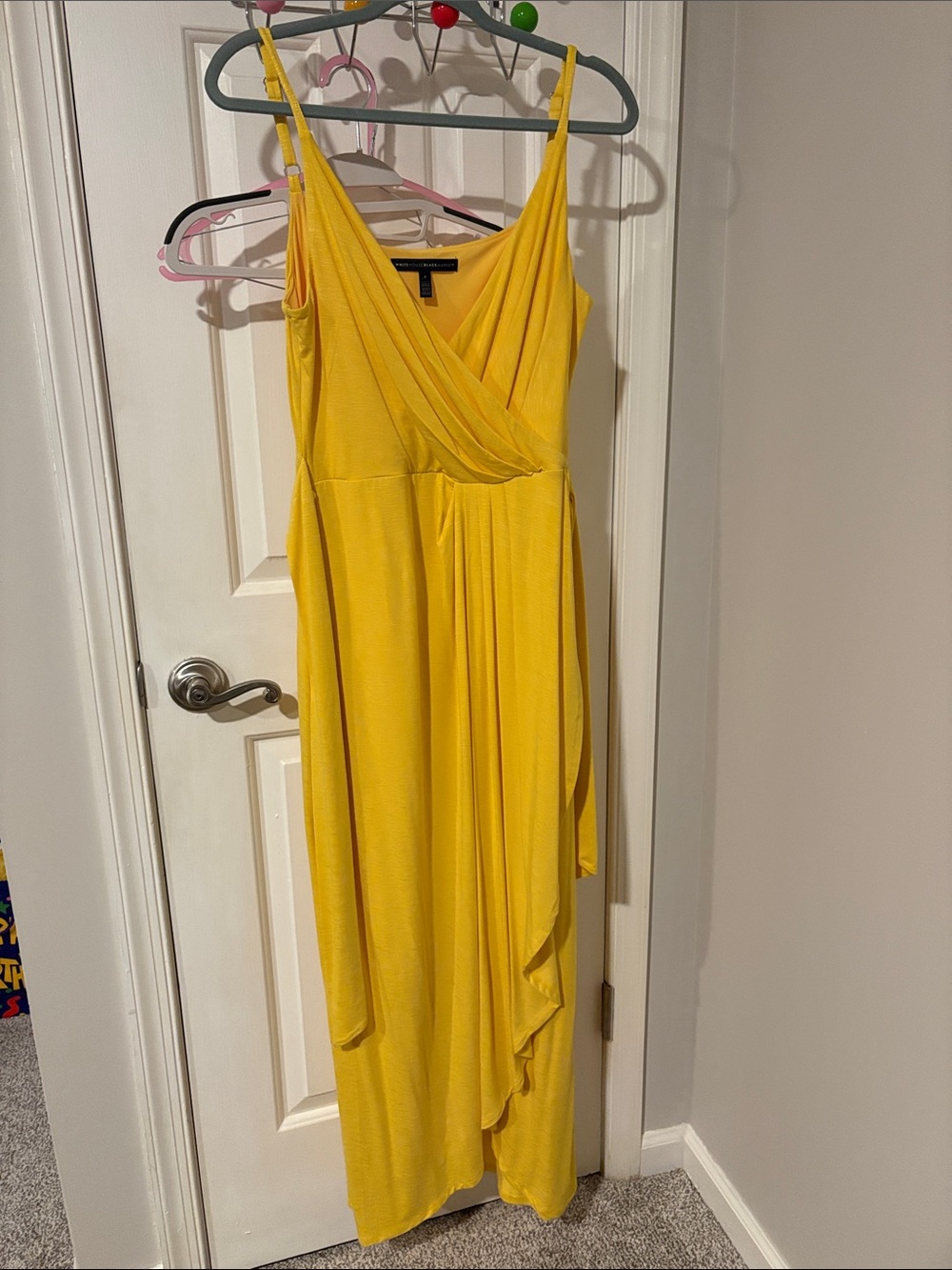 White House Black Market Yellow Sleeveless Surplice Maxi Dress
